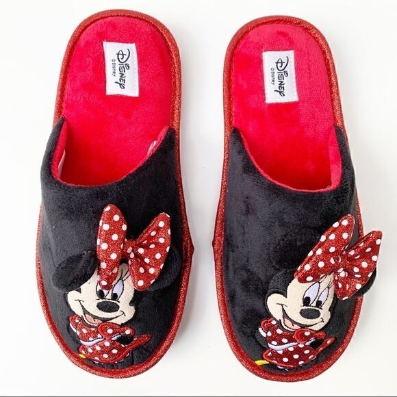 Disney Minnie Mouse Red & Black Slippers with Gift Box - Picture 3 of 12
